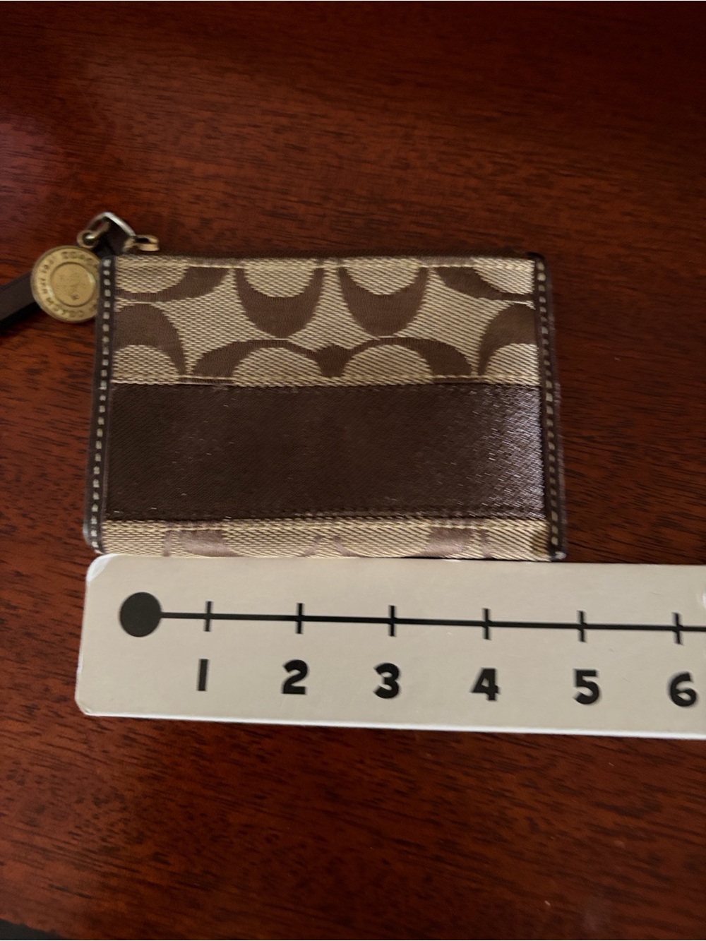 Coach Signature Zip Card Pouch Key Chain - Picture 3 of 5
